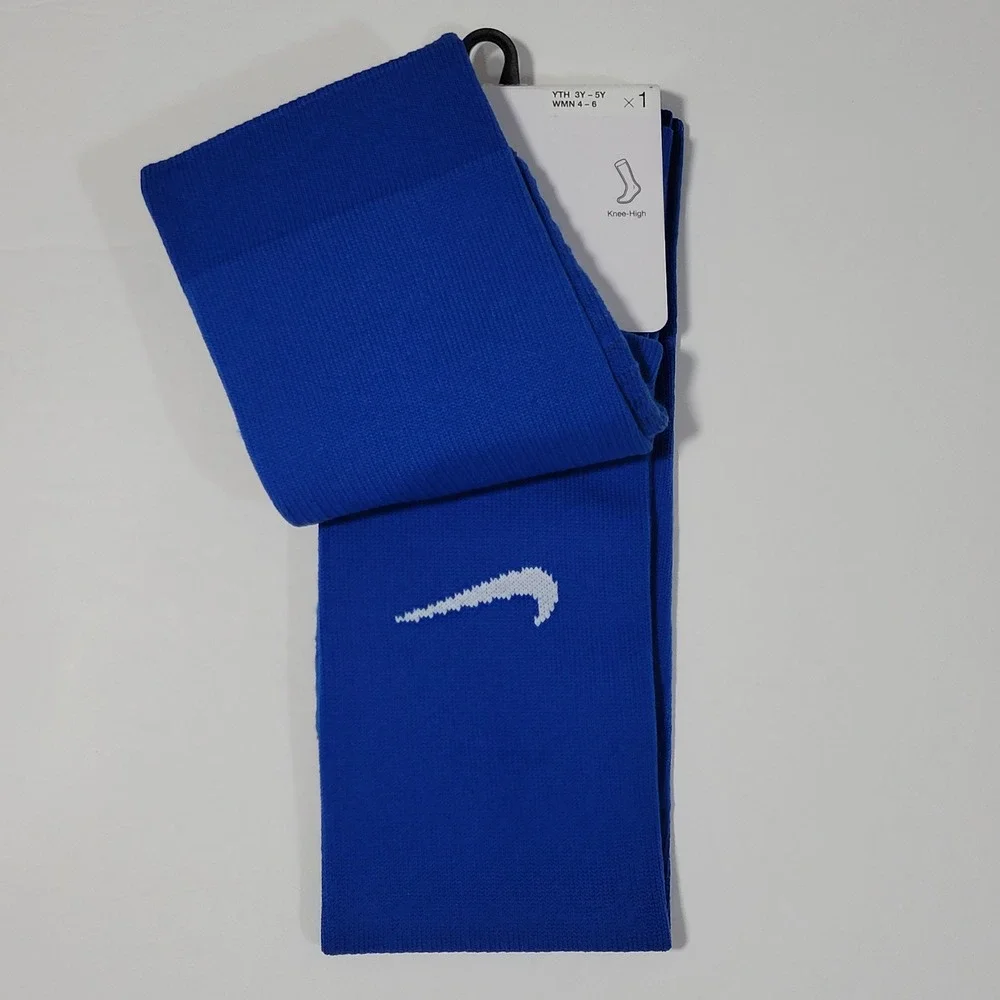 Nike Matchfit Soccer Sock Knee High Unisex Royal Blue Yth 3-5Y Women 4-6 Dri-FIT